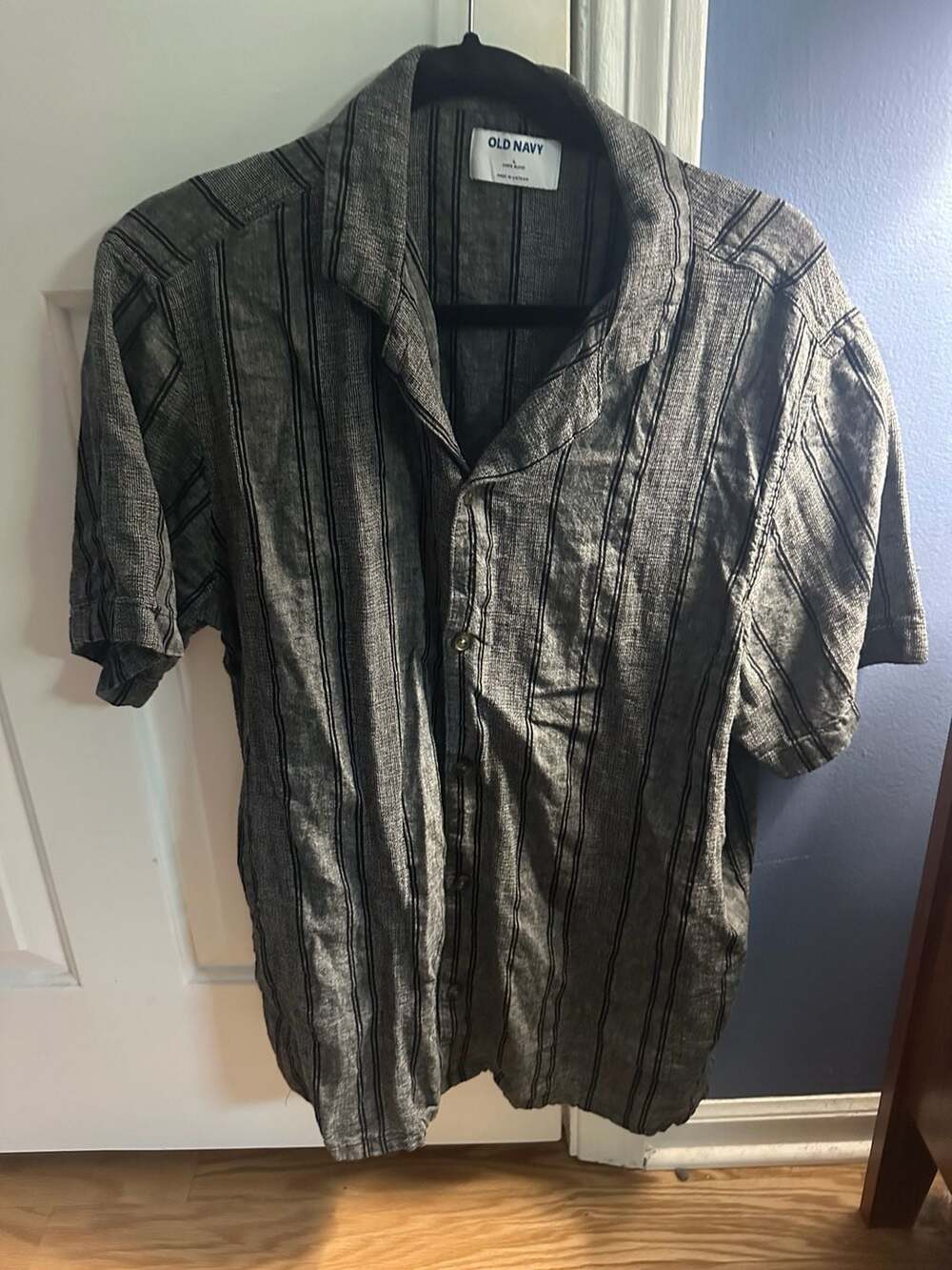 Old Navy Men's Linen Blend Striped Camp Shirt